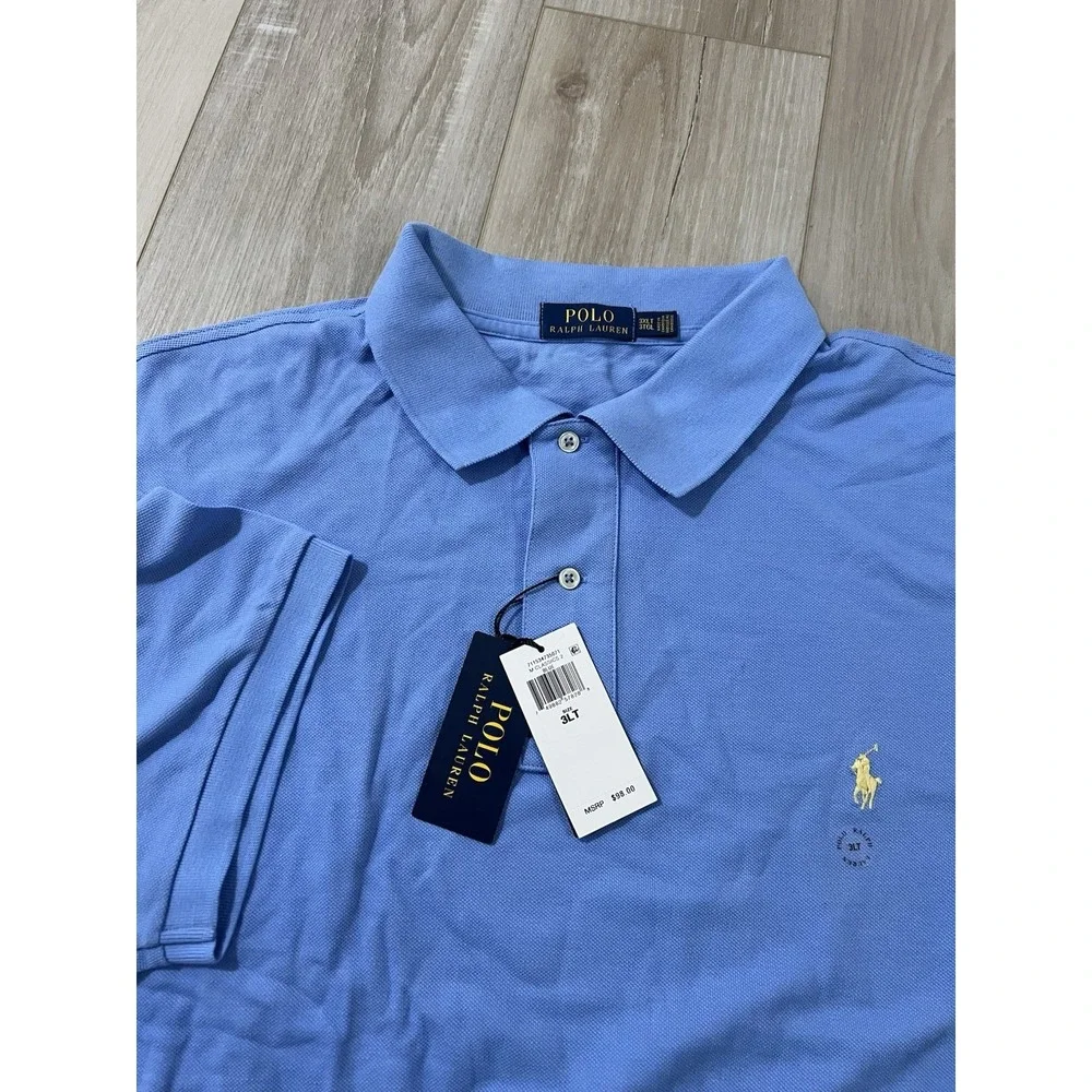 polo ralph lauren men 3XLT Cotton Mesh Polo In Blue